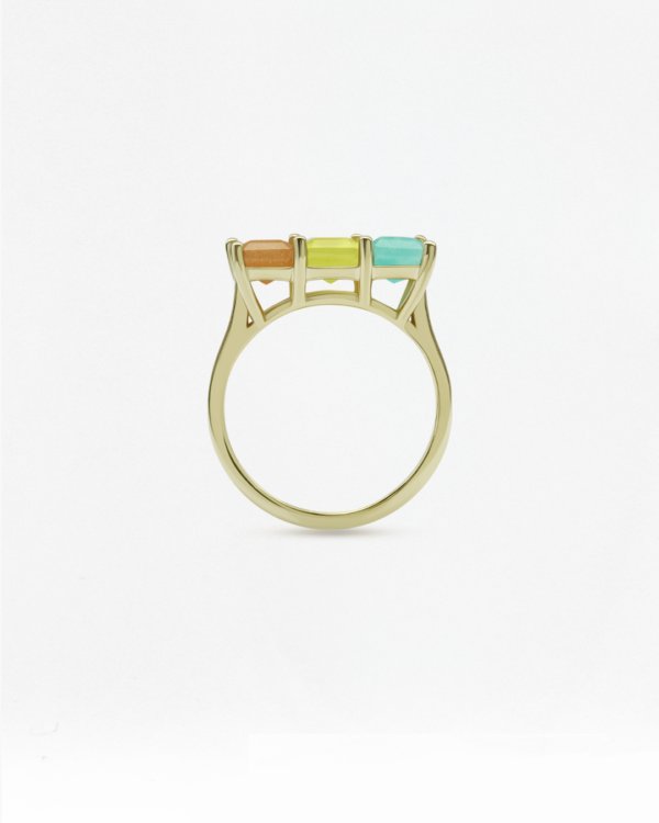 Natural Gemstones Ring, 3 Octagon, birthstone octagon stones rings, Colors by Love