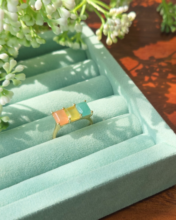 Natural Gemstones Ring, 3 Octagon, birthstone octagon stones rings, Colors by Love