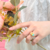 Natural Gemstones Ring, 3 Octagon, handmade in Bangkok by Colors by Love