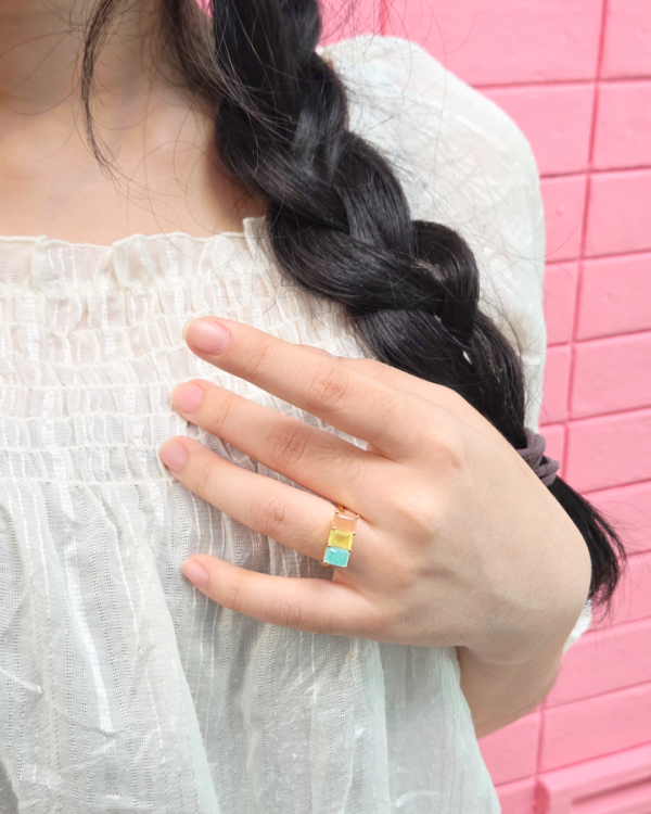Natural Gemstones Ring, 3 Octagon, birthstone octagon stones rings, Colors by Love