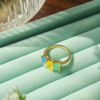 Natural Gemstones Curve Ring, 3 Octagon, birthstone octagon stones rings curve, Colors by Love