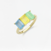 Natural Gemstones Curve Ring, 3 Octagon, birthstone octagon stones rings curve, Colors by Love