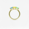 Natural Gemstones Curve Ring, 3 Octagon, birthstone octagon stones rings curve, Colors by Love