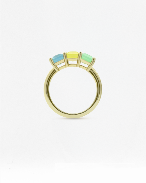 Natural Gemstones Curve Ring, 3 Octagon, birthstone octagon stones rings curve, Colors by Love