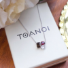 Prong-Set Necklace with 3 Natural Gemstones, handmade in Bangkok by Colors by Love