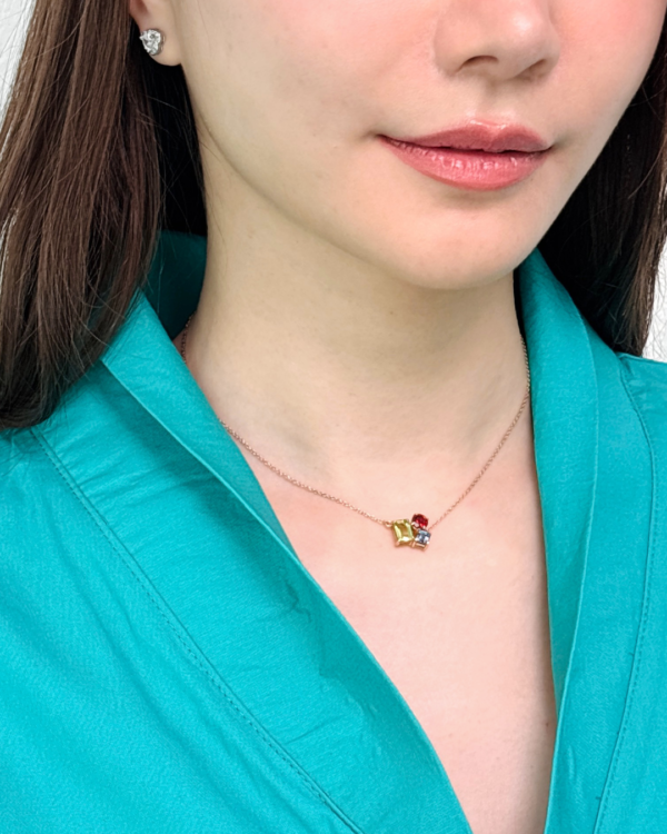 Prong-Set Necklace with 3 Natural Gemstones, birthstone stones necklace, Colors by Love