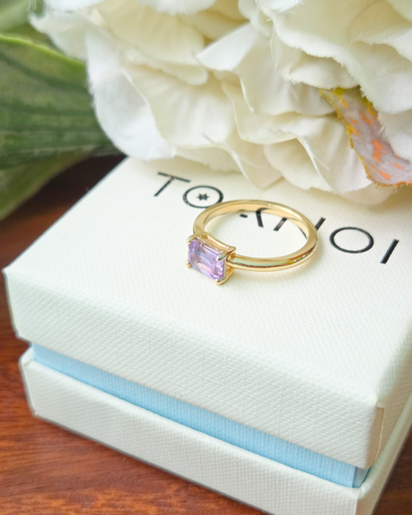 Natural Gemstones Ring Horizontal Octagon, handmade in Bangkok by Colors by Love