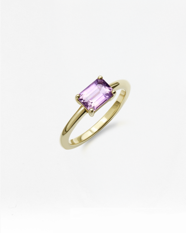 Natural Gemstones Ring Horizontal Octagon