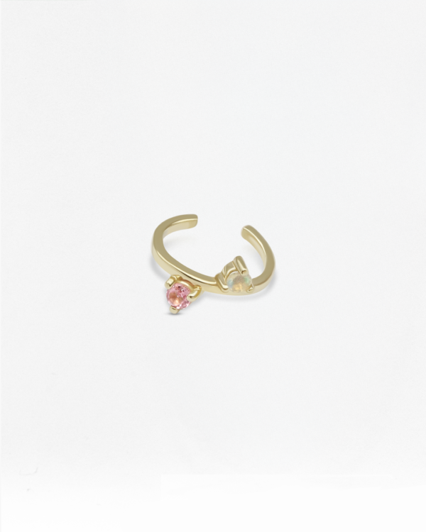 Two Natural Gemstones Ear Cuff