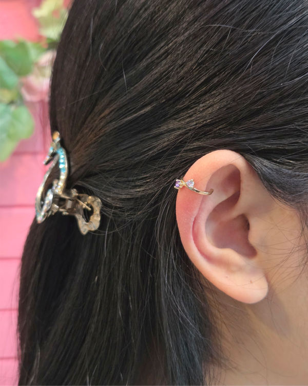 Two Natural Gemstones Ear Cuff, earcuff stones model, Colors by Love