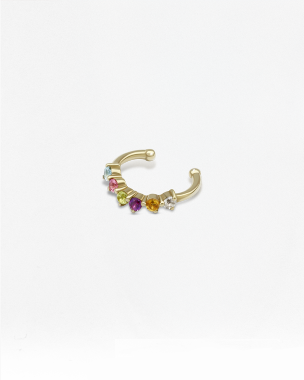 Six Natural Gemstones Ear Cuff
