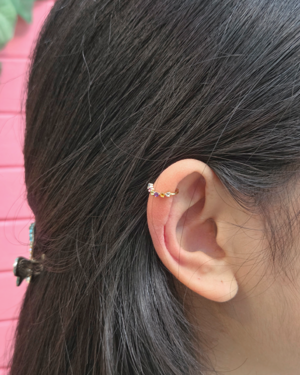 Two Natural Gemstones Ear Cuff, earcuff stones model, Colors by Love