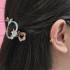 Two Natural Gemstones Ear Cuff, earcuff initial thai flag model, Colors by Love