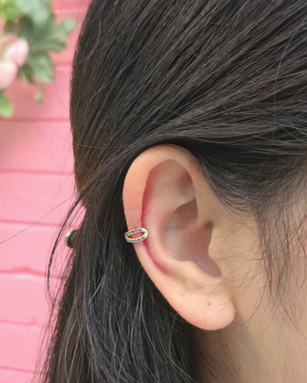 Two Natural Gemstones Ear Cuff, earcuff infinity shape model, Colors by Love
