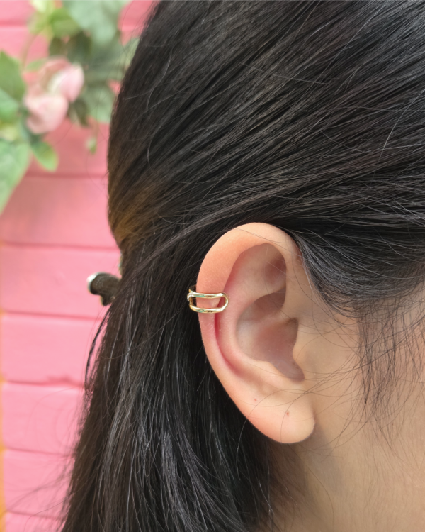 Two Natural Gemstones Ear Cuff, earcuff twist line model, Colors by Love