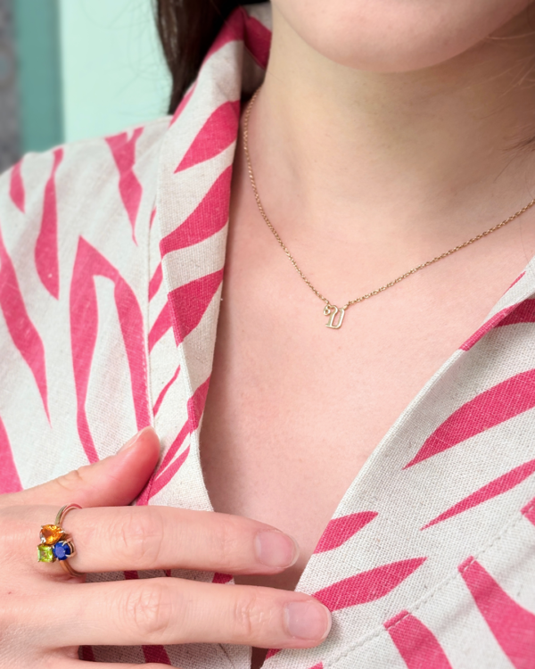 Thai Initial Center Necklace, th initial letter center, Colors by Love