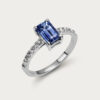Octagon natural sapphire ring with 12 side stones in 925 silver, handmade in Bangkok by Colors by Love